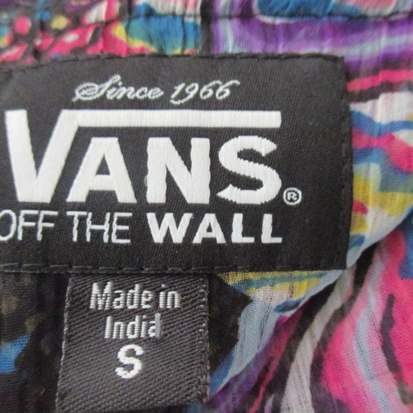 NWT VANS Off The Wall Multi Color Print Chiffon V Neck Loose Fit Lined Dress - Picture 2 of 9